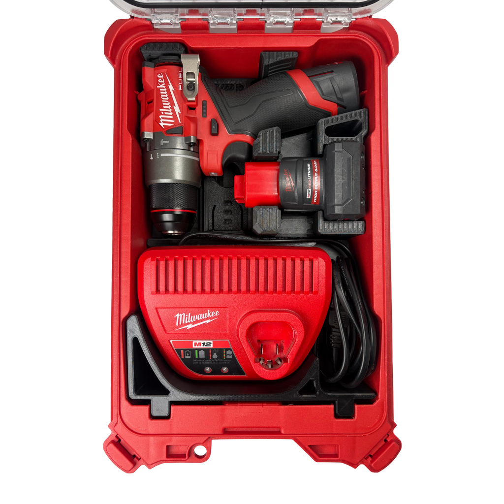 Modular 3D-Printed Insert for Milwaukee M12 FUEL Hammer Drill+M12 charger