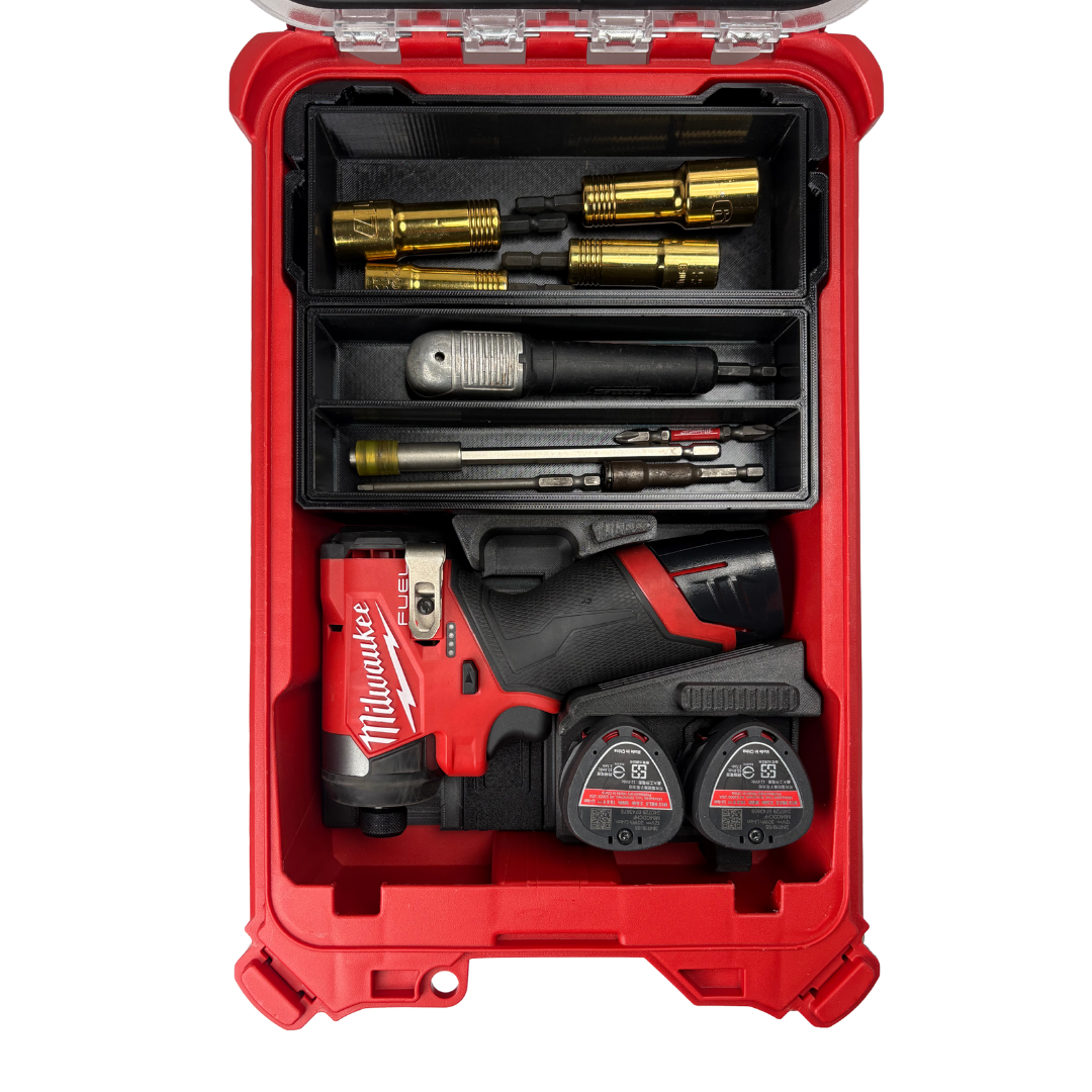 Modular 3D-Printed Insert for Milwaukee M12 FUEL Impact Driver+storage bins
