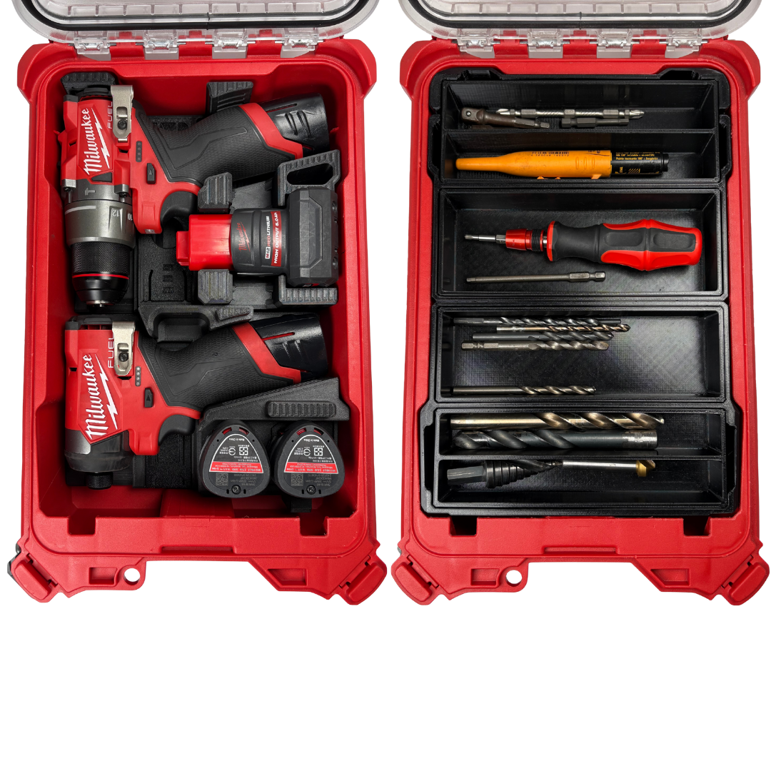 Modular 3D-Printed Insert Set for Milwaukee M12 Combo with storage bins