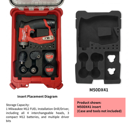 EVA foam Insert for Milwaukee M12 FUEL Installation Drill/Driver