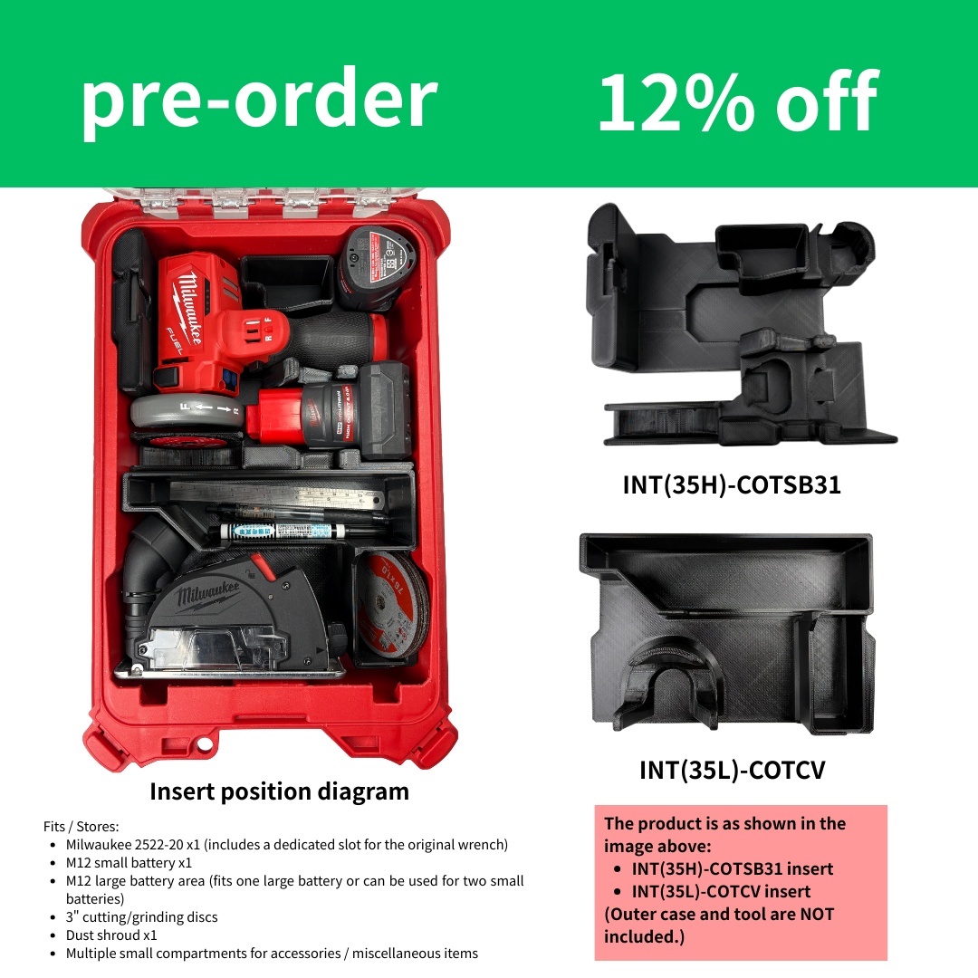 Milwaukee 2522-20 M12 FUEL™ 3" Compact Cut Off Tool Insert. INT(35H)-COTSB31 & INT(35L)-COTCV