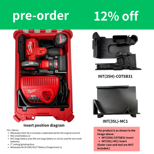 Milwaukee 2522-20 M12 FUEL™ 3" Compact Cut Off Tool + 48-59-2401 M12™ Battery ChargerInsert. INT(35H)-COTSB31 & INT(35L)-MC1