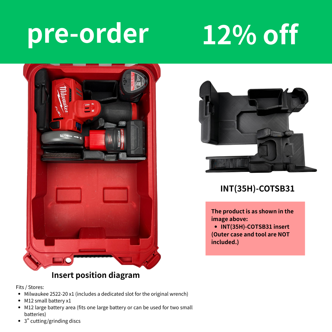 Milwaukee 2522-20 M12 FUEL™ 3" Compact Cut Off Tool Insert. INT(35H)-COTSB31 & INT(35L)-COTCV