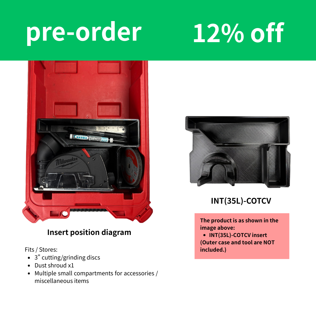 Milwaukee 2522-20 M12 FUEL™ 3" Compact Cut Off Tool Insert. INT(35H)-COTSB31 & INT(35L)-COTCV